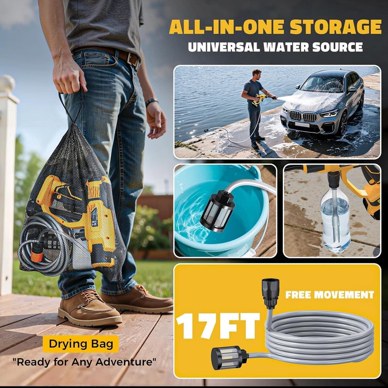 Ecarke Cordless Pressure Washer Compatible with DeWalt 20V Battery, 800 PSI Portable Handheld Power Washer with 6-in-1 Nozzle Foam Cannon for Car Floor Fence Wall Cleaning (Tool only) - Image 5